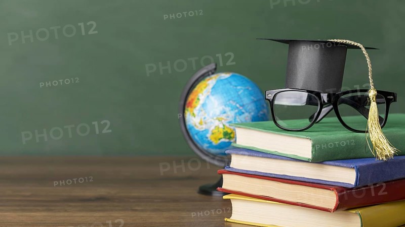 Front view educational objects with copy space
