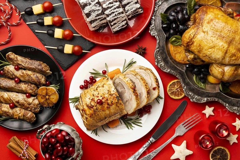 Delicious christmas food composition