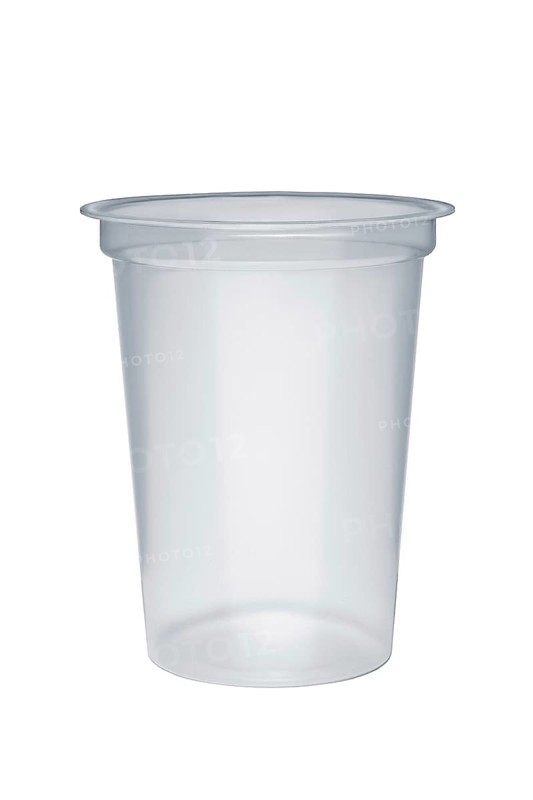 Empty plastic takeaway cup isolated on white background