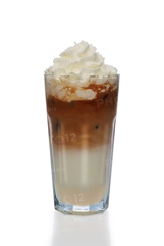 Coffee and milk cocktail with whipped cream