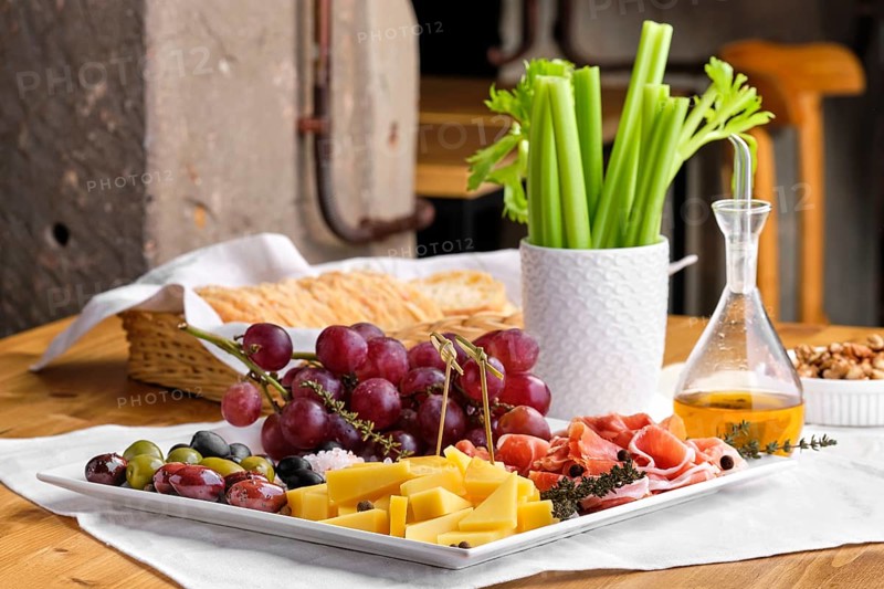 Set of various appetizers for wine