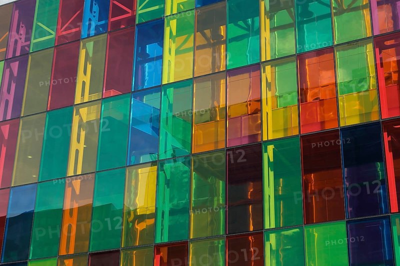 Colorful windows of the Palais des congres de Montreal