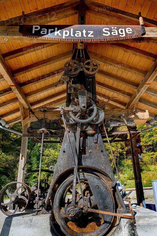 Gear train of an old wood sawing machine