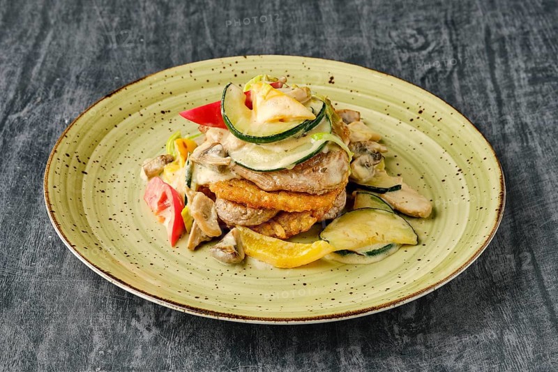 Potato pancakes with chicken