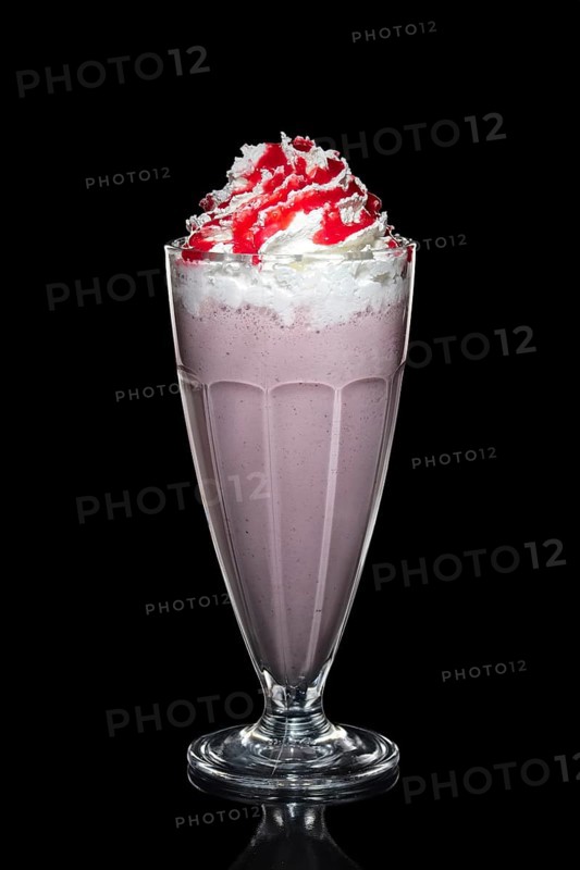 Strawberry milk cocktail with whipped cream