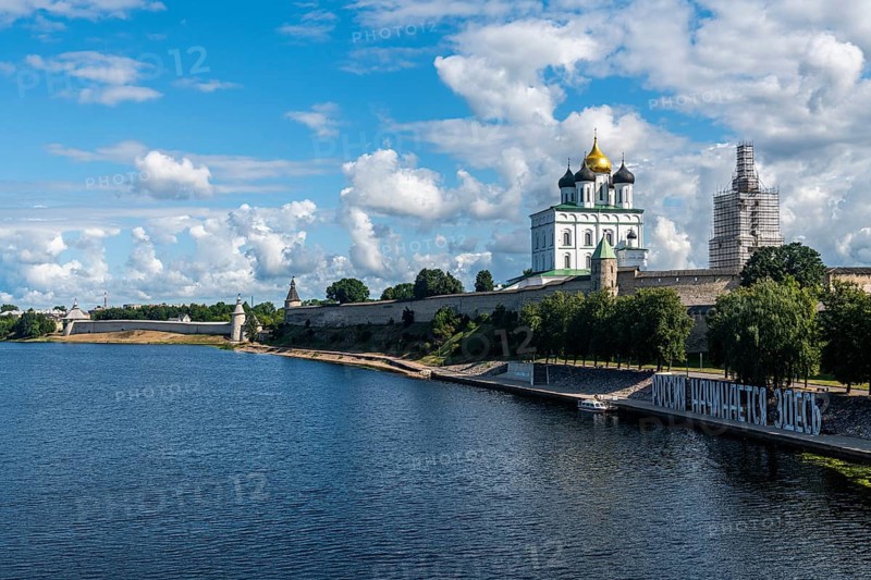 The kremlin and the Trinity Cathedral in Pskov