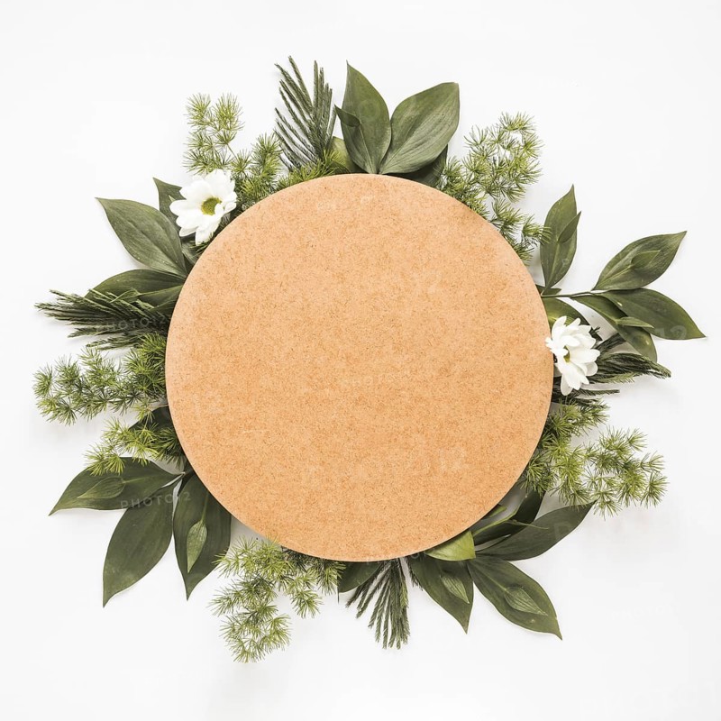 Round paper green plant branches