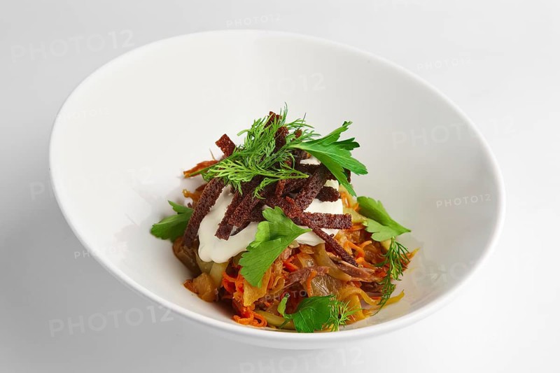 Deep plate of salad with bean