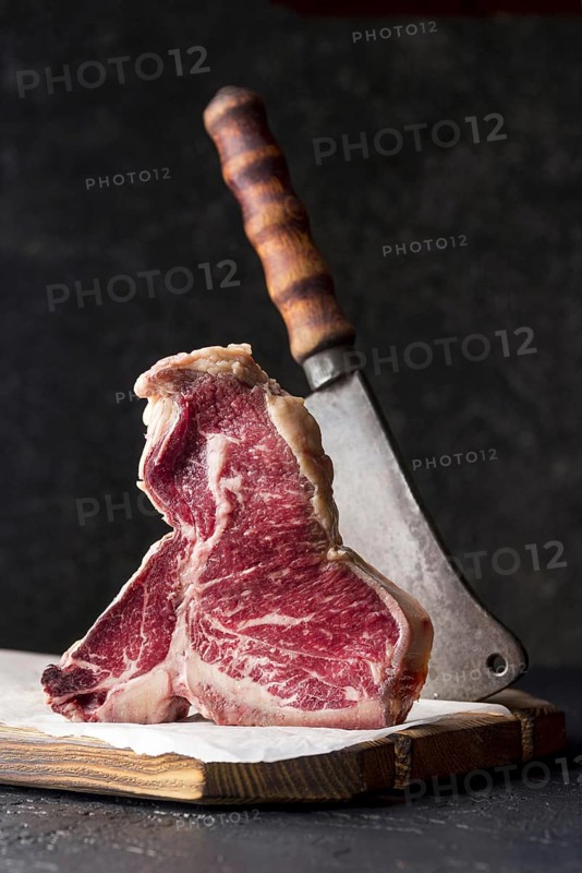 Front view meat with cleaver