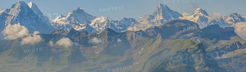 Swiss Alps mountain range seen from Brienz Rothorn. The eiger