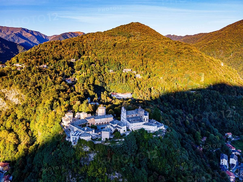 Aerial of the Unesco world heritage site Sacro Monte de Varallo