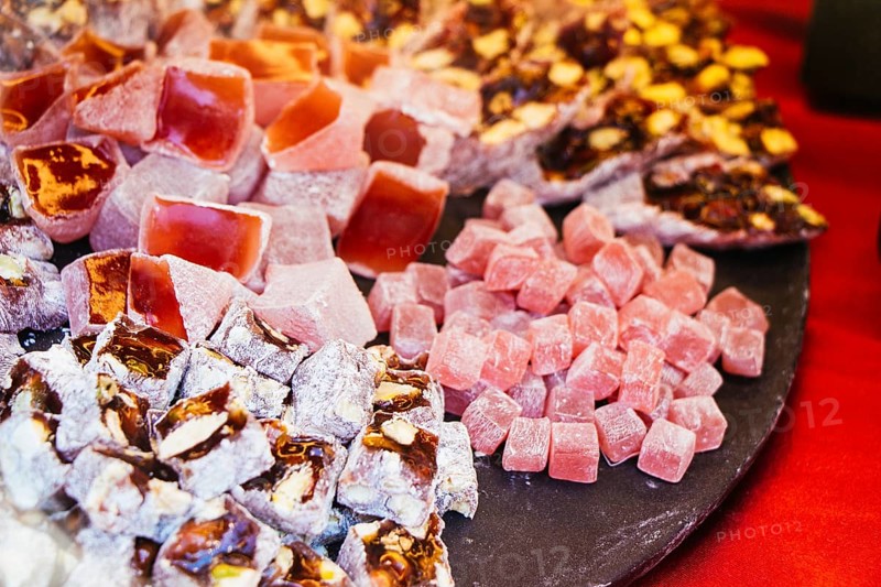 Load of traditional turkish delight lokum candy