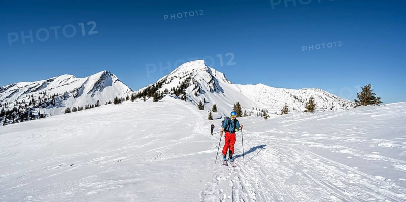Ski tourers climbing Hochgern