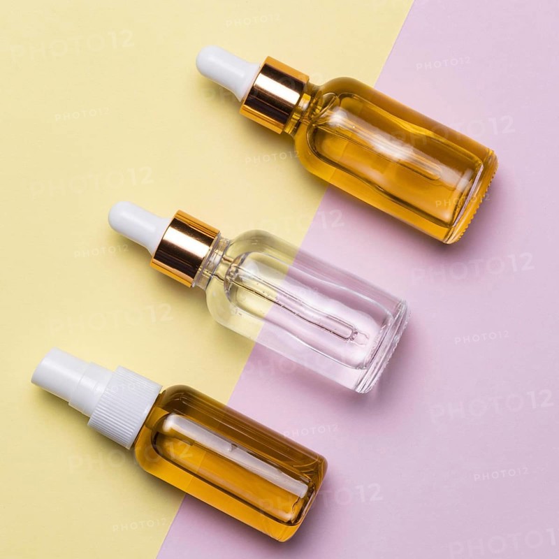Top view serum bottles arrangement. Resolution and high quality beautiful photo
