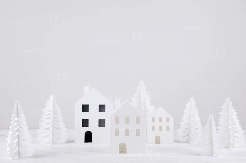 Crafted town with pine trees