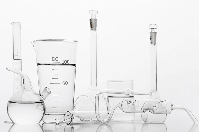 Chemicals composition lab with white background