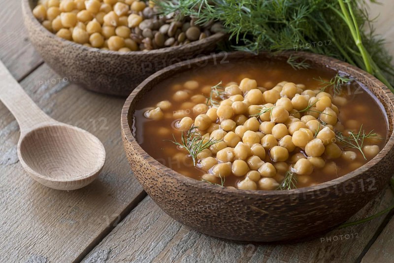 High angle chickpeas soup concept