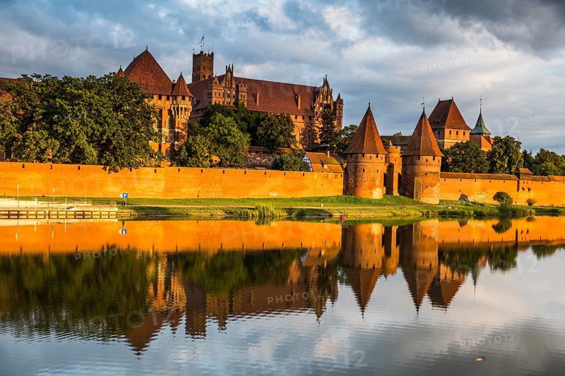 Unesco world heritage sight Malbork castle at sunset
