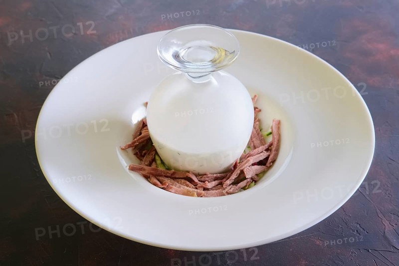 Traditional cold belorussian soup with beef