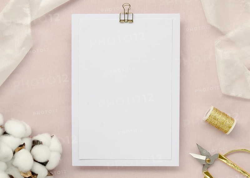 Empty paper with cotton flowers