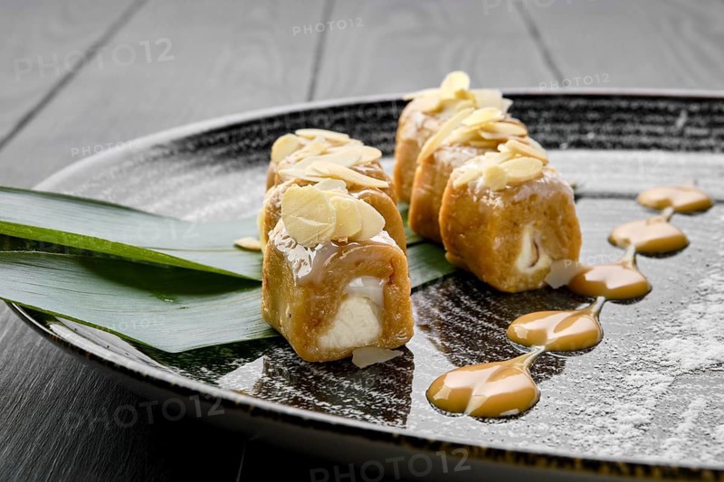 Close up view of sherbet with nuts