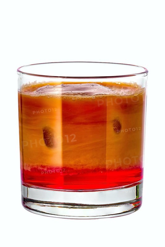 Cold brew cherry iced coffee isolated on white