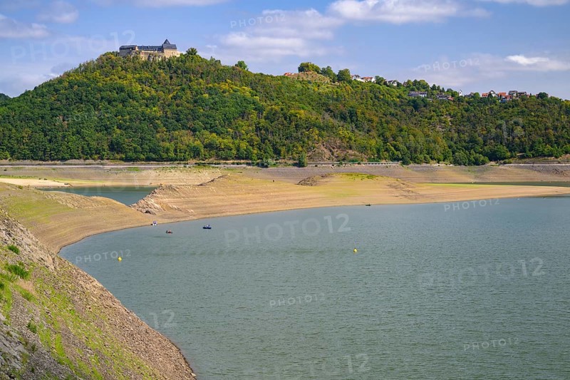 Edersee with Waldeck Castle at low water