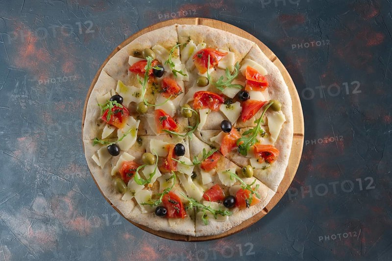 Top view of focaccia with cheese