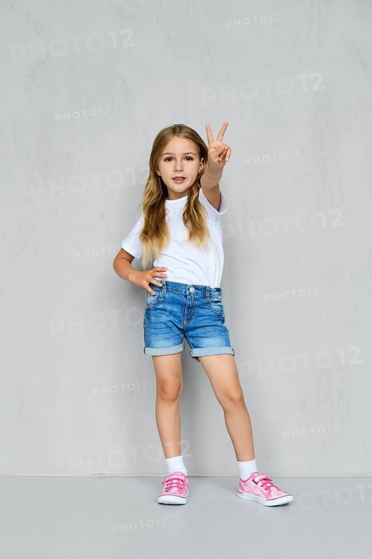 Little girl in white t-shirt