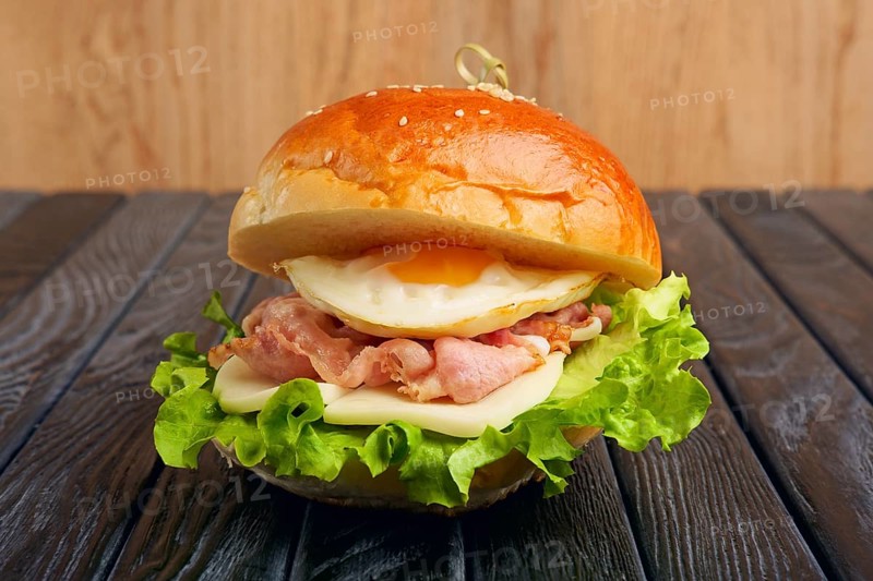 Tasty Egg burger with mozzarella