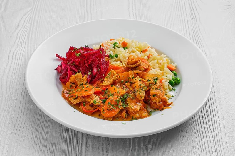 Plate with beef goulash