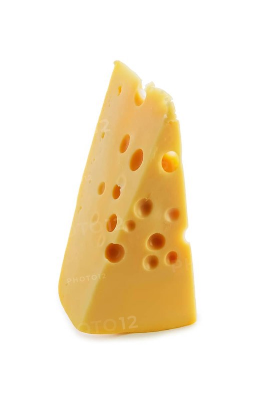 Triangle piece of gouda cheese isolated on white background