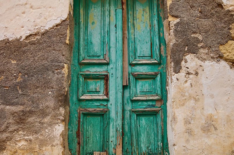 Green wooden door