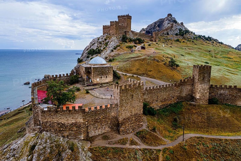 Aerial of the Genoese fortress of Sudak