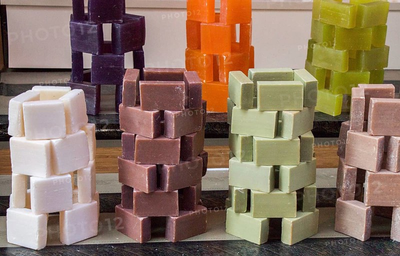 Collection of bars of fragrant hand made organic soap