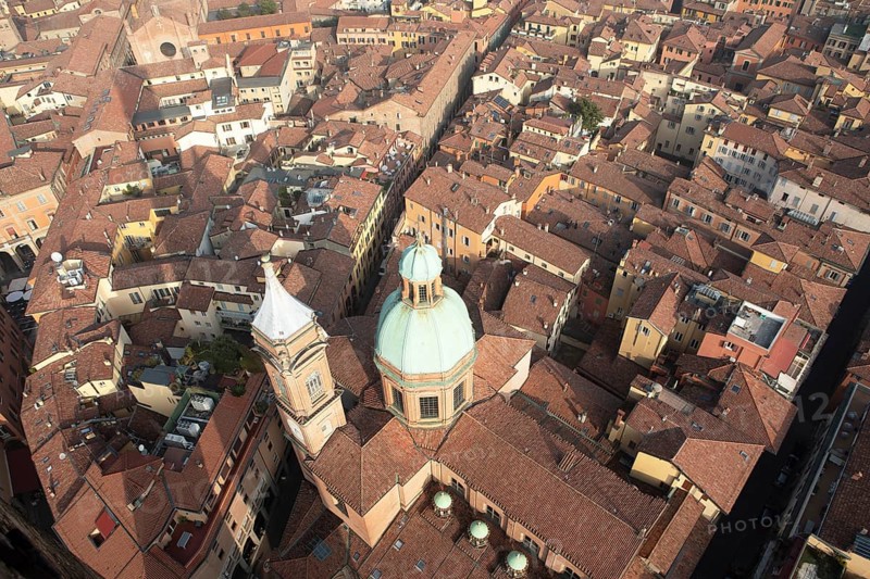 City view Bologna seen from the top of the Asinelli Tower