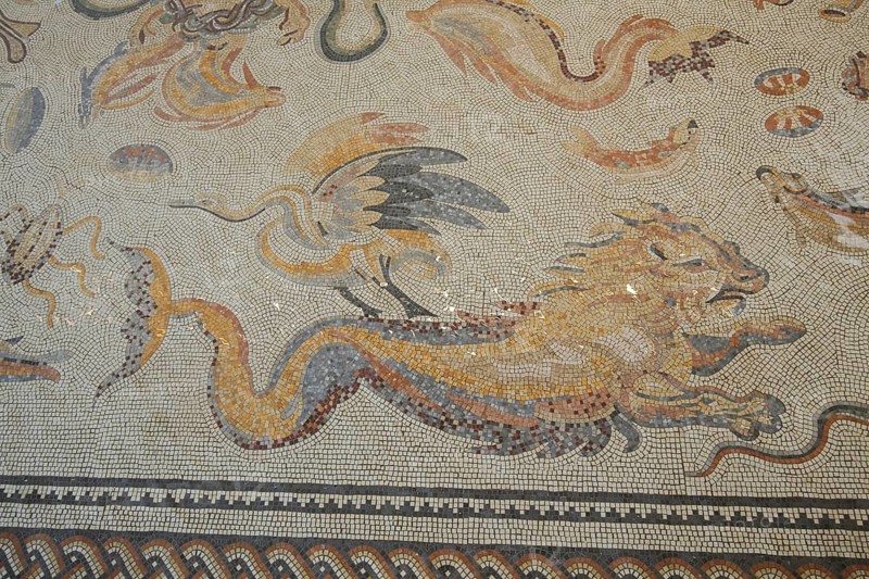 Floor mosaic in the Roman mosaic in the spa garden