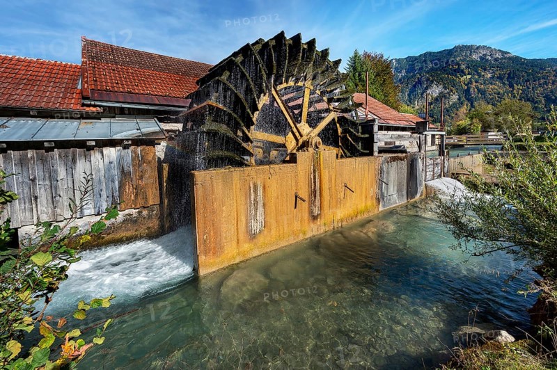 The hammer mill with water wheel