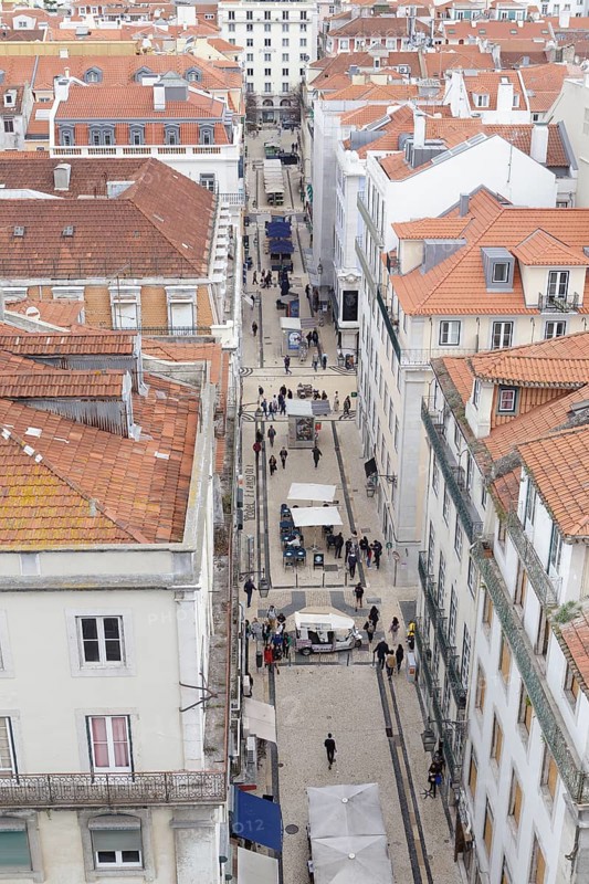 View from the elevador de Santa Justa to the old town of Lisbon