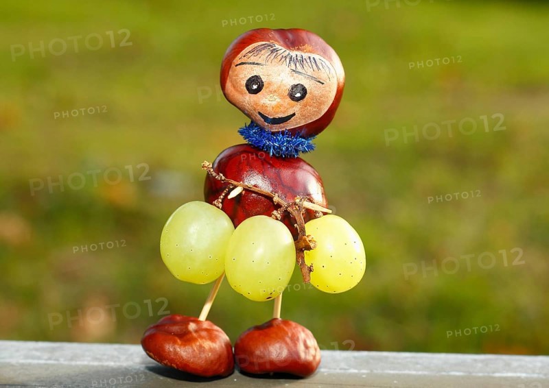 Chestnut figure with grapes in the evening light