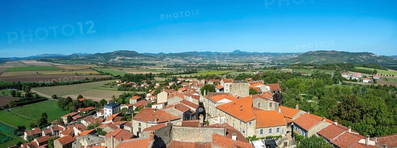 View on the Auvergne volcanoes from the tower of Montpeyroux labelled Les Plus Beaux Villages de France