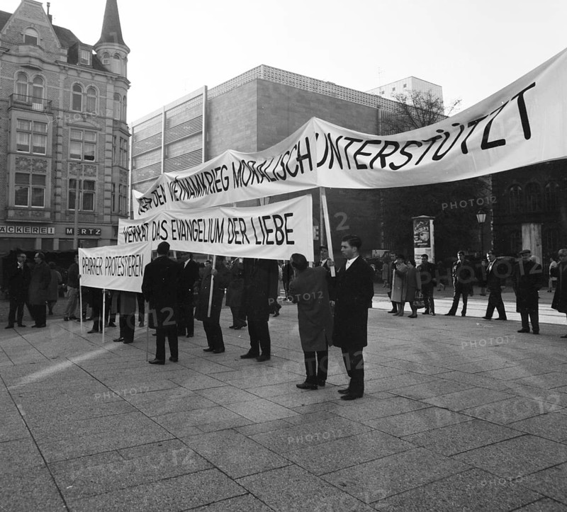 Those who support the Vietnam War betray the gospel of love. Pastors protest. With these slogans and sometimes wearing their robes