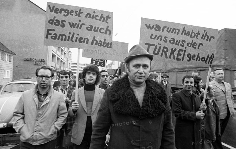 Employees of the Duesseldorf -Reisholz steel and tube works demonstrated on 6 November 1973 in Langenfeld-Immigrath against the loss of jobs