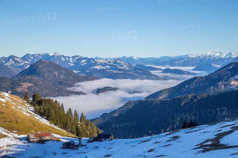 View into the foggy Inn valley
