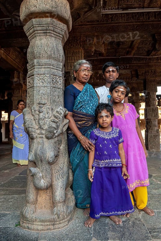 Tourists Rajagambira Mandapa in Airavateshvara temple 13th century Chola temple in Darasuram near Kumbakonam