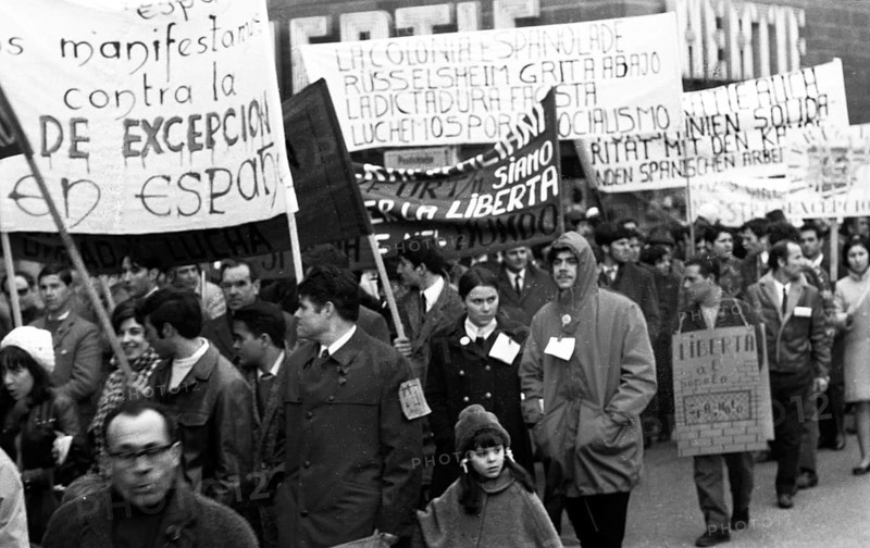 Spanish guest workers and German students demonstrated in Bonn in 1970 against the oppression of the Franco dictatorship