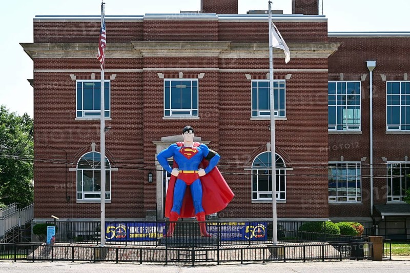 Statue of Superman in the historic centre of Metropolis