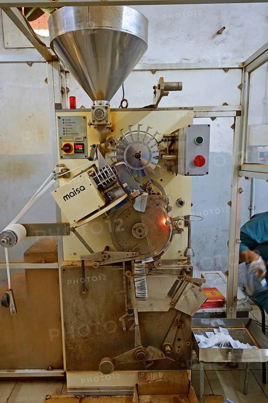 Tea bag making machine of the Seyte Tea Company