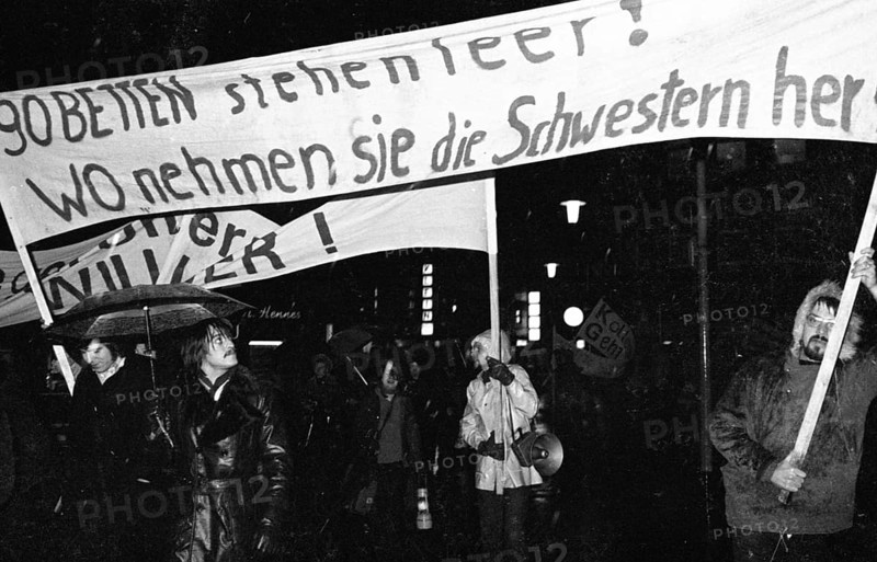 The dismissal of two nurses was protested by parts of the staff at Essen Hospital on 19 October 1973