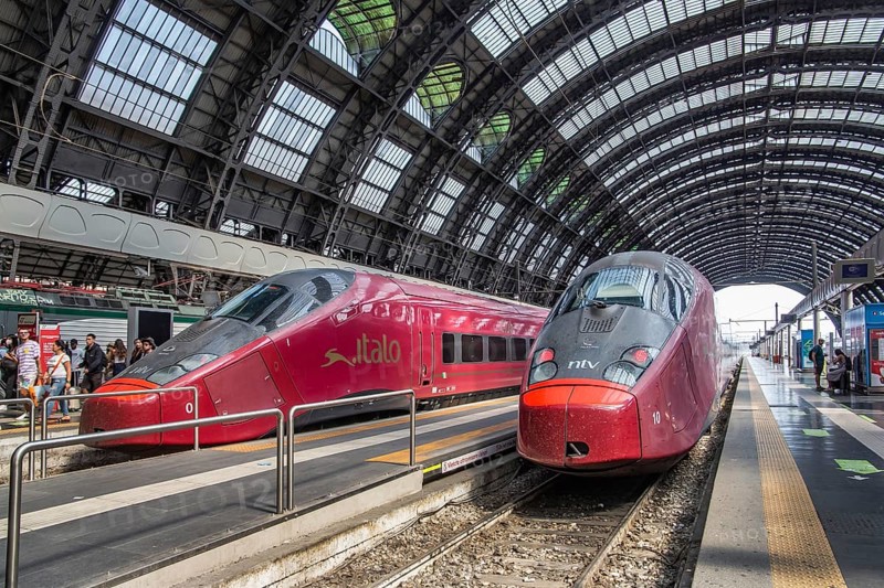 High-speed trains in the central station Statione Centrale